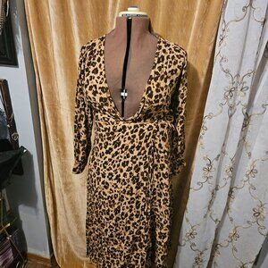 Gap Cotton Leopard Wrap Dress